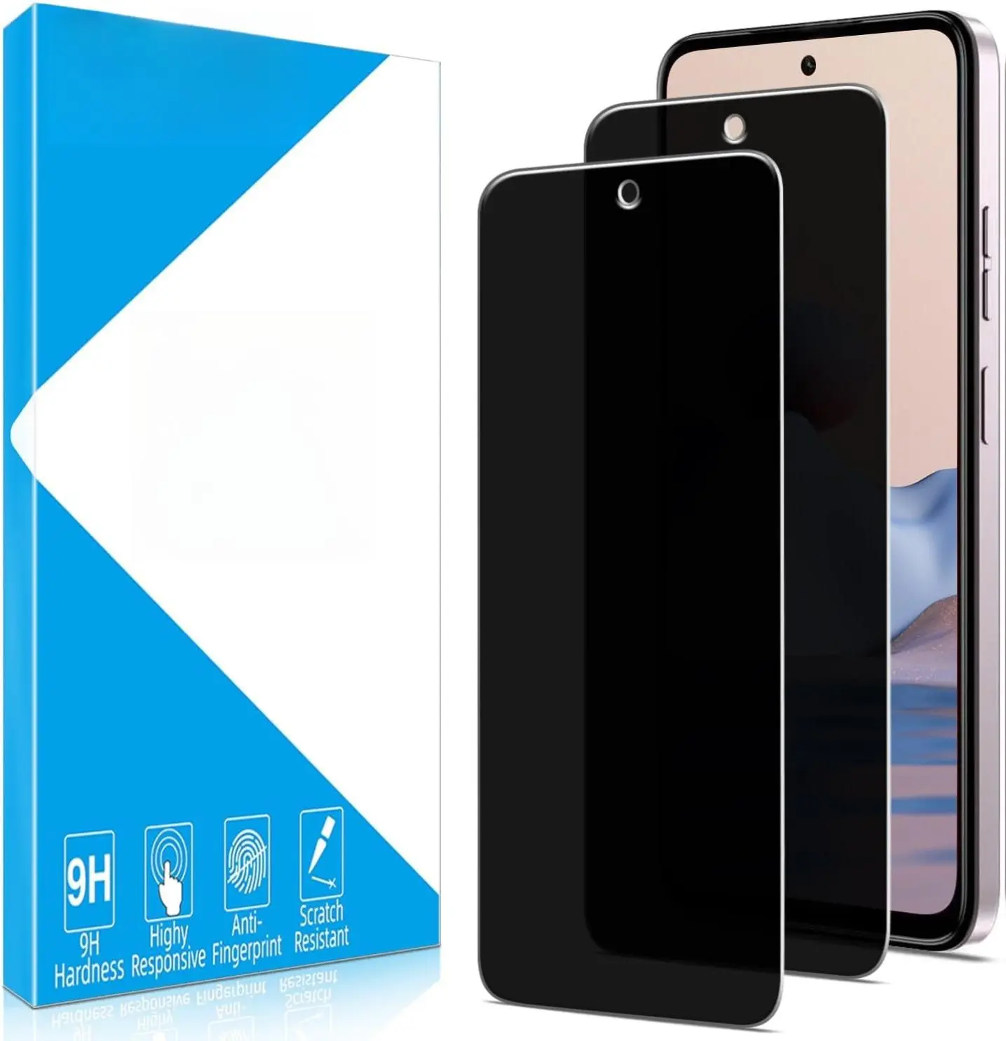 2 Pack Privacy Screen Protector For Motorola Moto G stylus 5G 2024 Tempered Glass, 9H Hardness, Anti Scratch, Bubble Free, Easy to Install Installation Protection