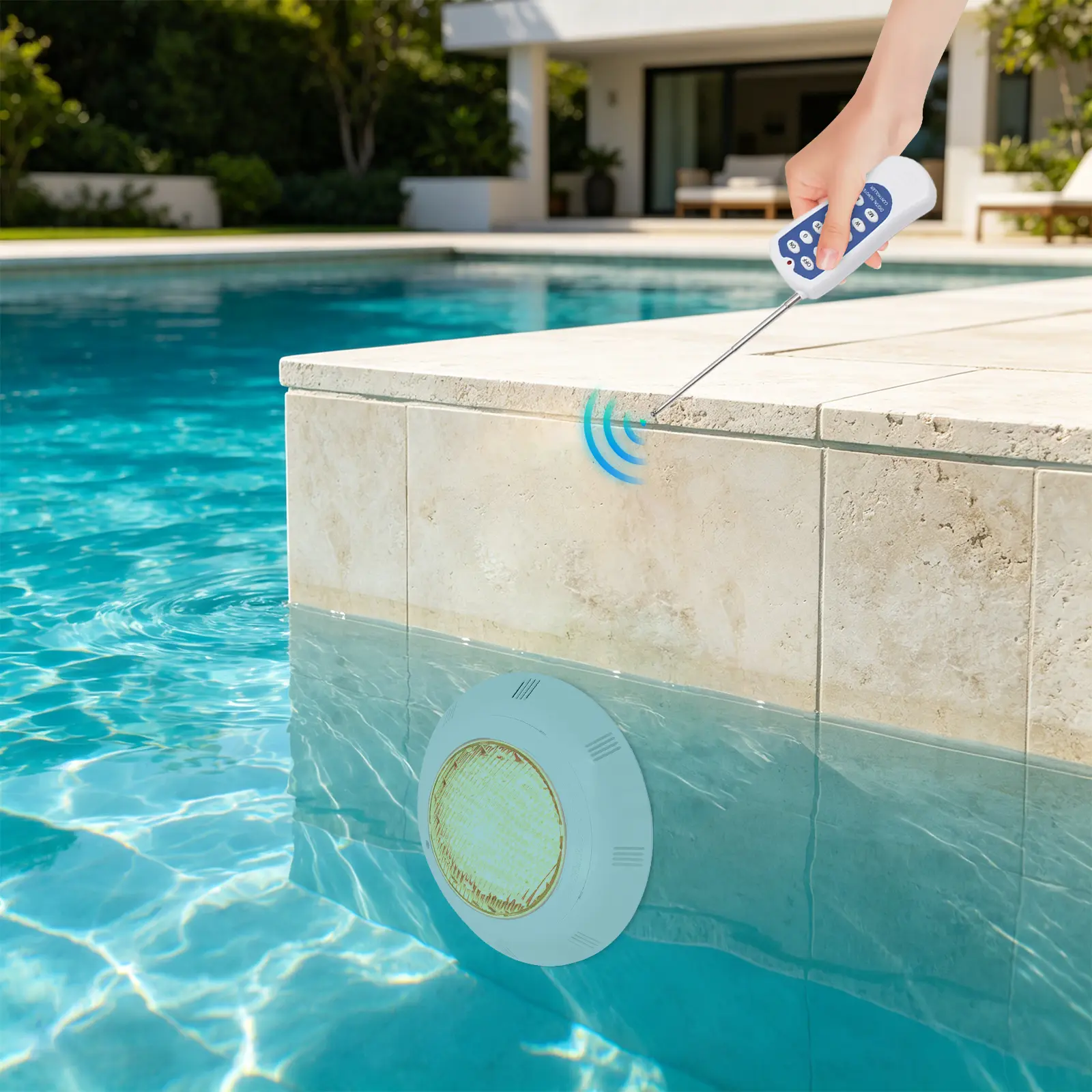 AC12V Power 25W RGB LED Pool Light, IP68 Waterproof Underwater Light with 252 2835 LED Beads, 2000 Lumens, 120° Beam Angle, RF Remote Controller, 5.9ft Cable, PC+ABS Shell for Swimming Pool, Water Feature