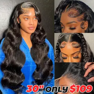 13x6 Body Wave Lace Front Wigs Human Hair Pre Plucked Natural Hair Line Bleached Knots 13x4 HD Transparent Lace Frontal Wig 180% Density