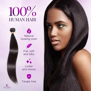 Kaycrea 12A Brazilian Straight Human Hair Bundles Premium Quality Natural Color Weave with Closure 100% Unprocessed Virgin Hair Extensions