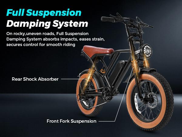 Electric Bike for Adults Peak 1000W, 31MPH,48V 17.5AH, E-Bike,35-45 Miles Electric Motorcycle, 20" Fat Tire Dirt Bike, UL2849 All Terrain for Mountains, Snow, Sand, Road