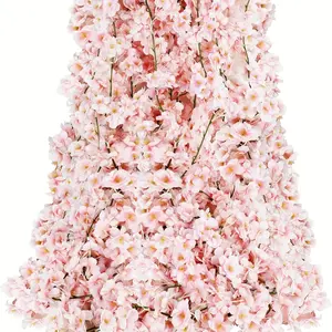 Cherry Blossom Garland, Artificial Sakura Vines, Hanging Vine for Wedding Party Decor, Elegant Floral Decoration, Artificial Hanging Flowers, Plastic Flower Decoration