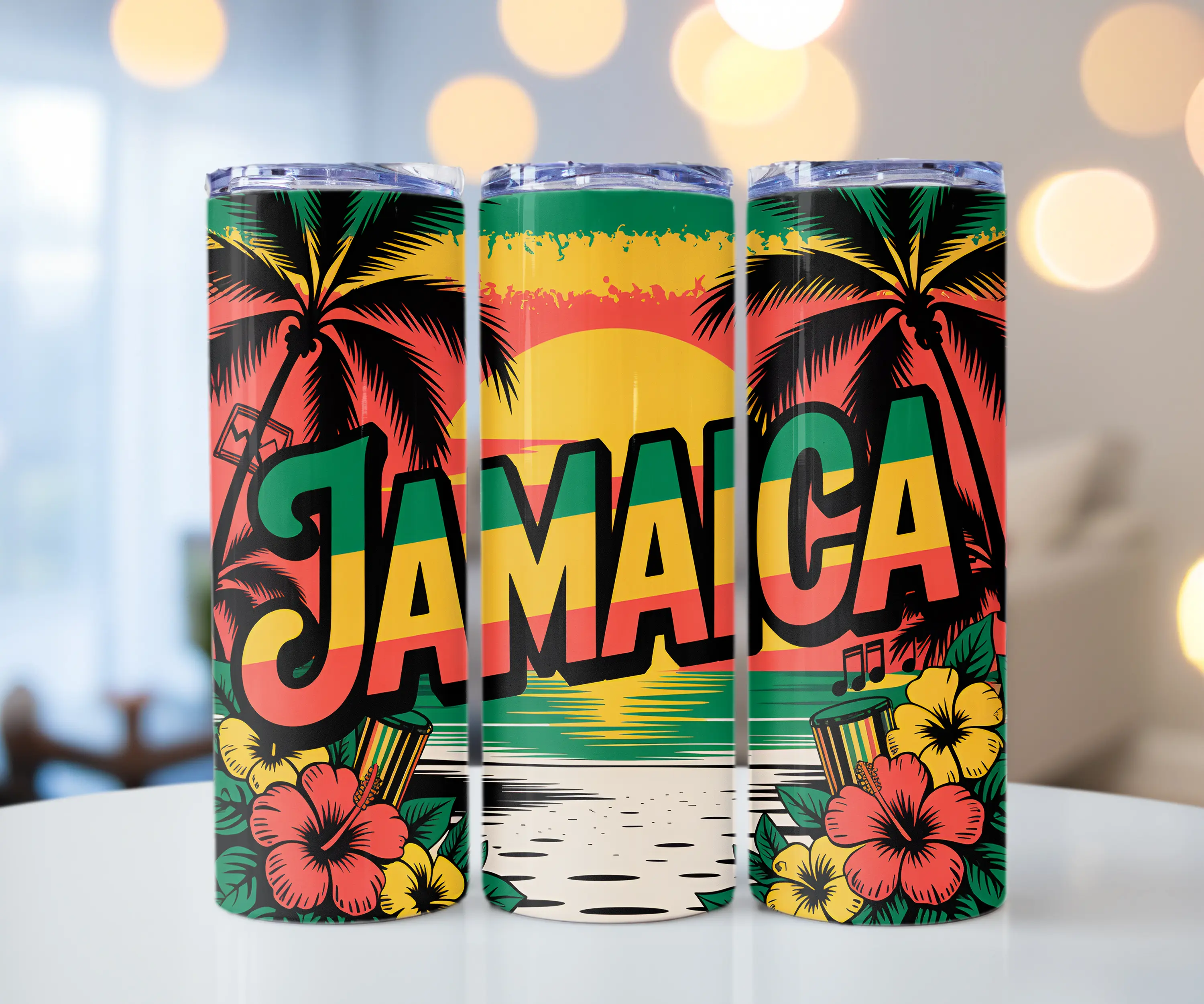 Jamaican Tumbler 20oz /  Personalized 20 oz Thermal Tumbler / Keeps drinks cold or hot for over 12 hours.