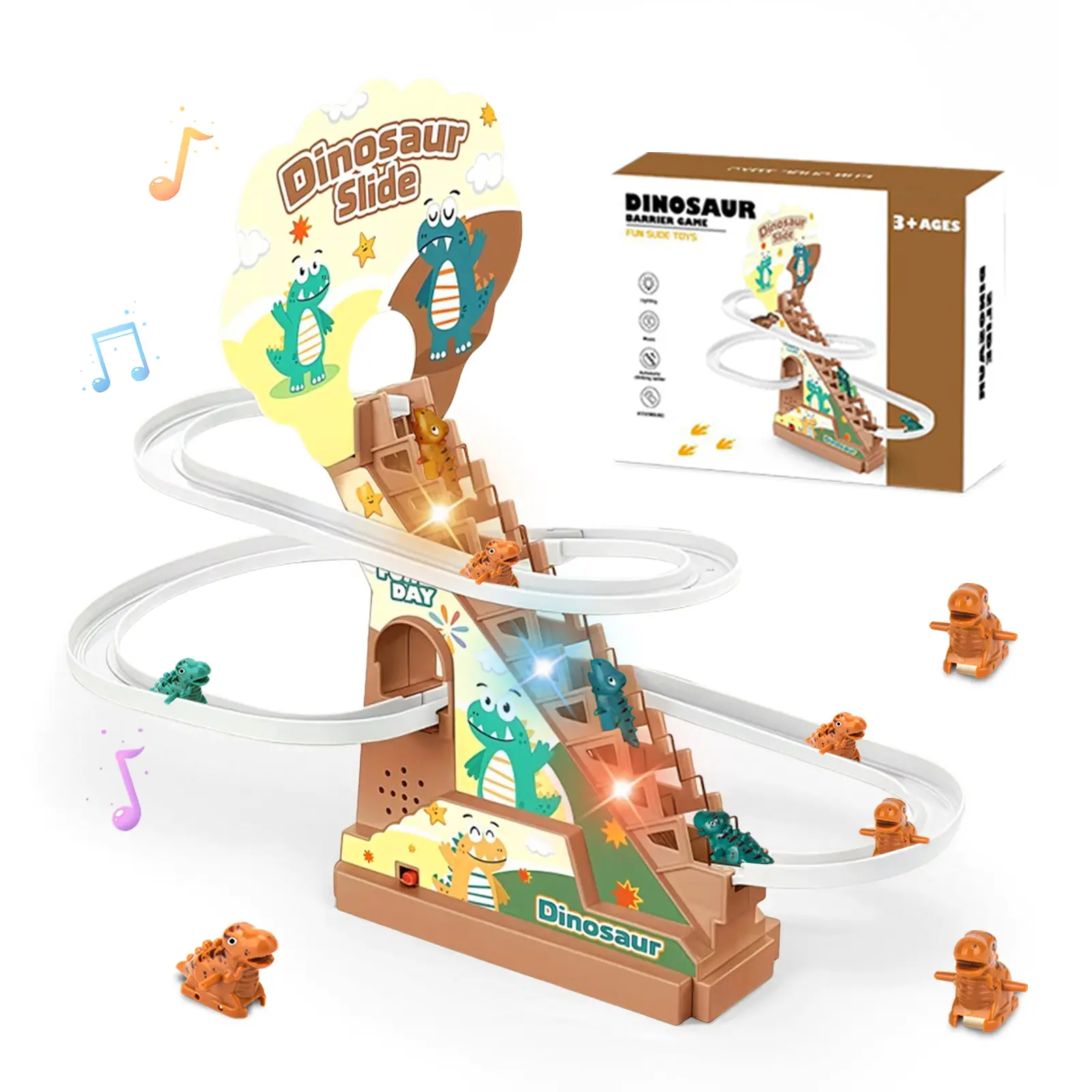 Children's dinosaurs climb stairs, electric slides, music tracks, educational toys and gifts for boys and girls.