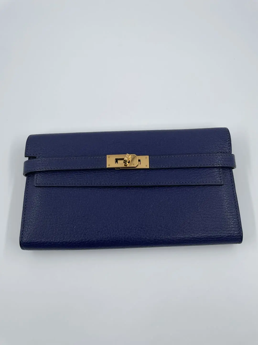Pre-owned HERMÈS LEATHER Shoulder Bags Hermes KELLY BLUE ENCRE LONG WALLET