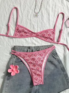 YCHIC Floral Spaghetti Strap Sexy Bikini 2 Piece Set Summer Holiday Beach Swimsuit for Women