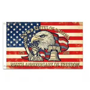 3x5 Ft Polyester 1776-2026 USA Anniversary Flag, 4th of July Festive Backdrop Banner, Party Decor Props with Free Tattoos, Anniversary Gift