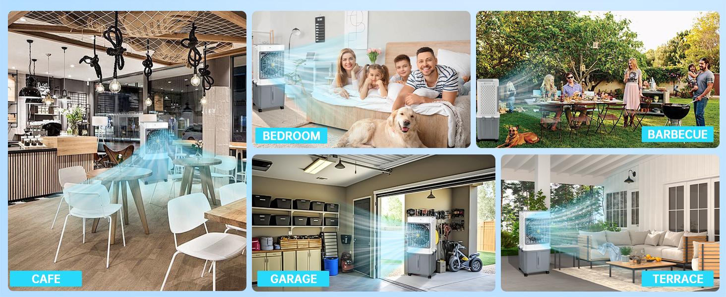 2026 Upgraded Windowless Portable Air Conditioner, Evaporative Cooler, 10GAL Detachable Tank, Oscillation, Timer, Quiet, 30H Cooling Fan for Bedroom and Garage