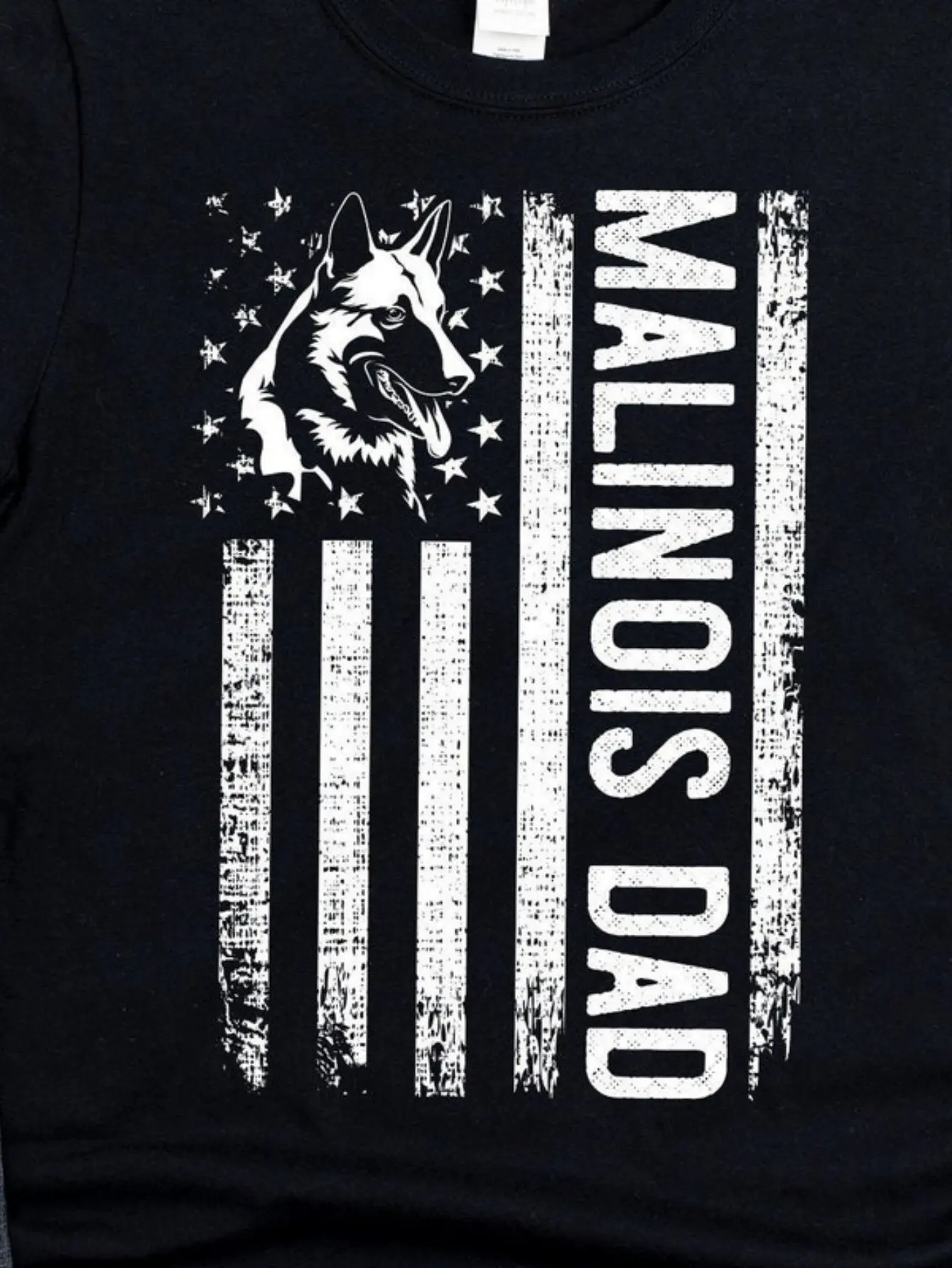 Belgian Malinois Dad T-Shirt - Heavyweight 220GSM Dog Lover Shirt with Belgian Malinois Flag Design - & Malinois Graphic Tee for Men & Women - All-Season Casual Wear, Belgian Shepherd Owner Gift - Unisex Retro Style Round Neck Short-Sleeve Shirt for
