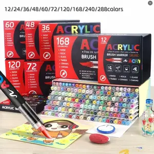 Acrylic Paint Marker Pen Set, 12-288 Colors, Liquid Ink Control, Professional Grade, Ideal for Rock Painting, Canvas, Glass, Plastic, Fabric, Acrylic Paint Pens