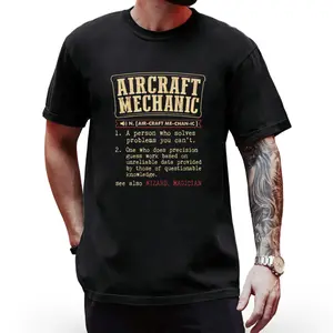 's Aircraft Mechanic T-Shirt - Funny Aviation Technician Gift with FAA/AMA Inspired Slogans, 100% Cotton Oversized Fit (0XL-5XL), Aviation Dictionary Print (Propeller to JATO), Durable Workwear for Pilots, Mechanics & Engineers, PLUS SIZE