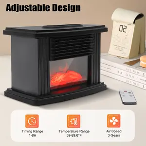 2026 Viral 3D Simulated Flame Electric Heater - 1000W 360° Surround Heating for Home/Office- 3D Carbon Fire Viewing + Fast Heating Freestanding Small Space Heater