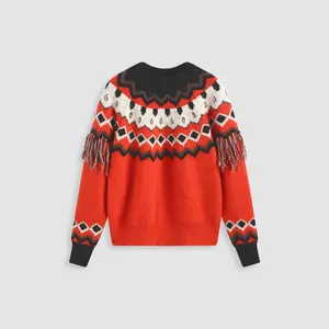 Cider [size 2-10] Chevron Fringe Long Sleeve Sweater