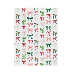 Christmas Bow Velveteen Plush Blanket - Holiday Themed Winter Bedroom Decor, Cozy Throw Blanket, Festive Home Accessories, Xmas Gift, Soft