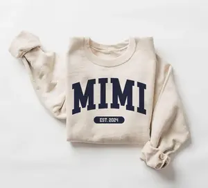 Custom Mimi Varsity Sweatshirt, Mimi EST Date, Choose Your Year, New Mimi To Be Gift, Pregnancy Reveal, Unisex Crewneck Sweatshirt