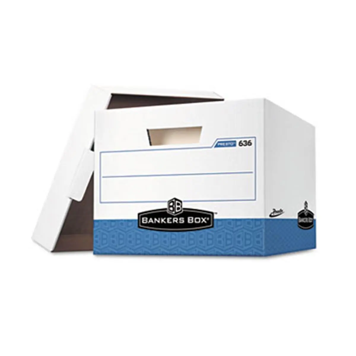 Bankers Box 0063601 Presto Maximum Strength Reinforced Dual-Handled Extra-Deep Double-Sided Self-Folding Organiser Storage Box - Ltr/Lgl, 12"x15"x10", WE, 12 per Carton, Reinforced Storage Boxes, Dual-Handled Storage Boxes