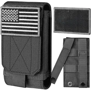 Molle Phone Pouch for Belt, Tacitcal Cell Phone Holster Bag Cover Case for iPhone 16 Pro Max/iPhone 15 14 13 12 Pro Max/iPhone 16 15 14 Plus, with Patches
