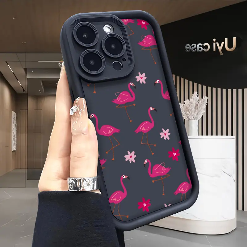 Pink Flamingo Pattern Soft Silicone TPU Casing - Shockproof Bumper Drop Protection for iPhone 17 Air, 16, 16e, 15, 14, 13, 12, 11 Pro Max Plus, X, XS Smartphone, Cellphone, Handheld Devices - Holiday Gift