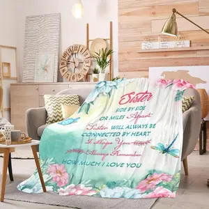 1pc Flannel Blanket Gift for Sister, Sister Birthday Gift, Sister Christmas Gift, Soft Flannel Blanket, Sofa Blanket Nap Blanket Office Home Sofa Bed Couch-280GSM