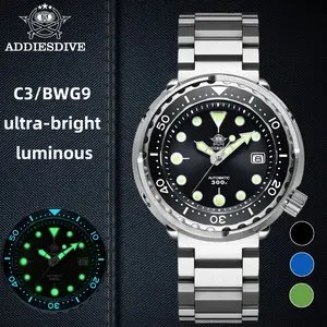 ADDIESDIVE Automatic Watches for Men Dive Watch - Mechanical Watch Sapphire 300m Water Resistance Swiss C3 Luminous Stainless Steel Watch