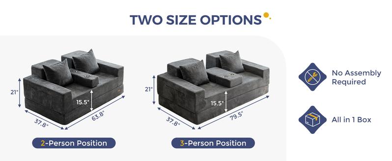 MAXYOYO Sofa Bed, 4 in 1 Foldable Floor Sofa Couch in A Box with 2 Cup Holders, Convertible 3 Seater Boneless Couch Folding Recliner Sleeper Chair for Living Room, No Assembly Required MAXYOYO Sofa Bed, 4 in 1 Foldable Floor Sofa Couch in A Box with 2 Cup Holders, Convertible 3 Seater Boneless Couch Folding Recliner Sleeper Chair for Living Room, No Assembly Required