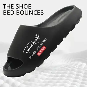 Men’s Lightweight Slide Sandals, Comfort Slip-On Beach Slippers with Thick Textured Sole for Beach Trip Pool Shower