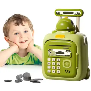 Kids Luggage-Style Piggy Bank with Retractable Handle & Wheels, Large Capacity Money Savings Suitcase, Perfect Travel-Themed Gift for Children
