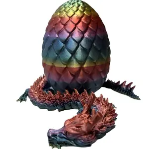 23-Inch 3D Printed Articulated Dragon with 6.5-Inch Egg – Desktop Decor & Fidget Toy Gift, Large Creative Animal Statue Set