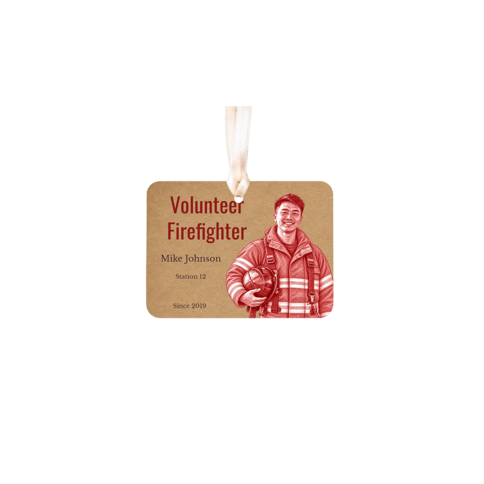Volunteer Firefighter Gift: Volunteer Fire Fighter, Firefighter Station, Ceramic Christmas Stocking Stuffer 2026 Gift Idea