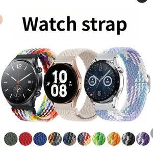 Elastic Woven Nylon Watch Band with Slider Buckle - Rainbow, 18mm/20mm Tech Accessories - Compatible with GT 41mm & Samsung Watches, Sports & Outdoor Accessories