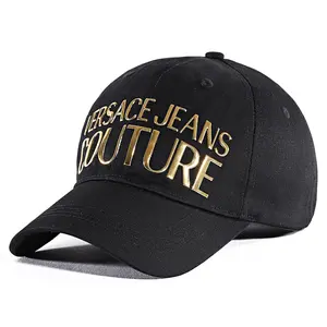 Versace Jeans Couture Logo Baseball Cap One Size Women's Black Structured Fit Curved Brim Gold-Tone Embroidered Logo Adjustable Strap Comfortable Everyday Wear