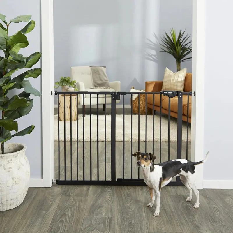 Extra-Wide Steel Pet Gate – Pressure Mount, Adjustable (29-52"), Self-Closing Door & Dual Locks! pet gate Fence Playpen