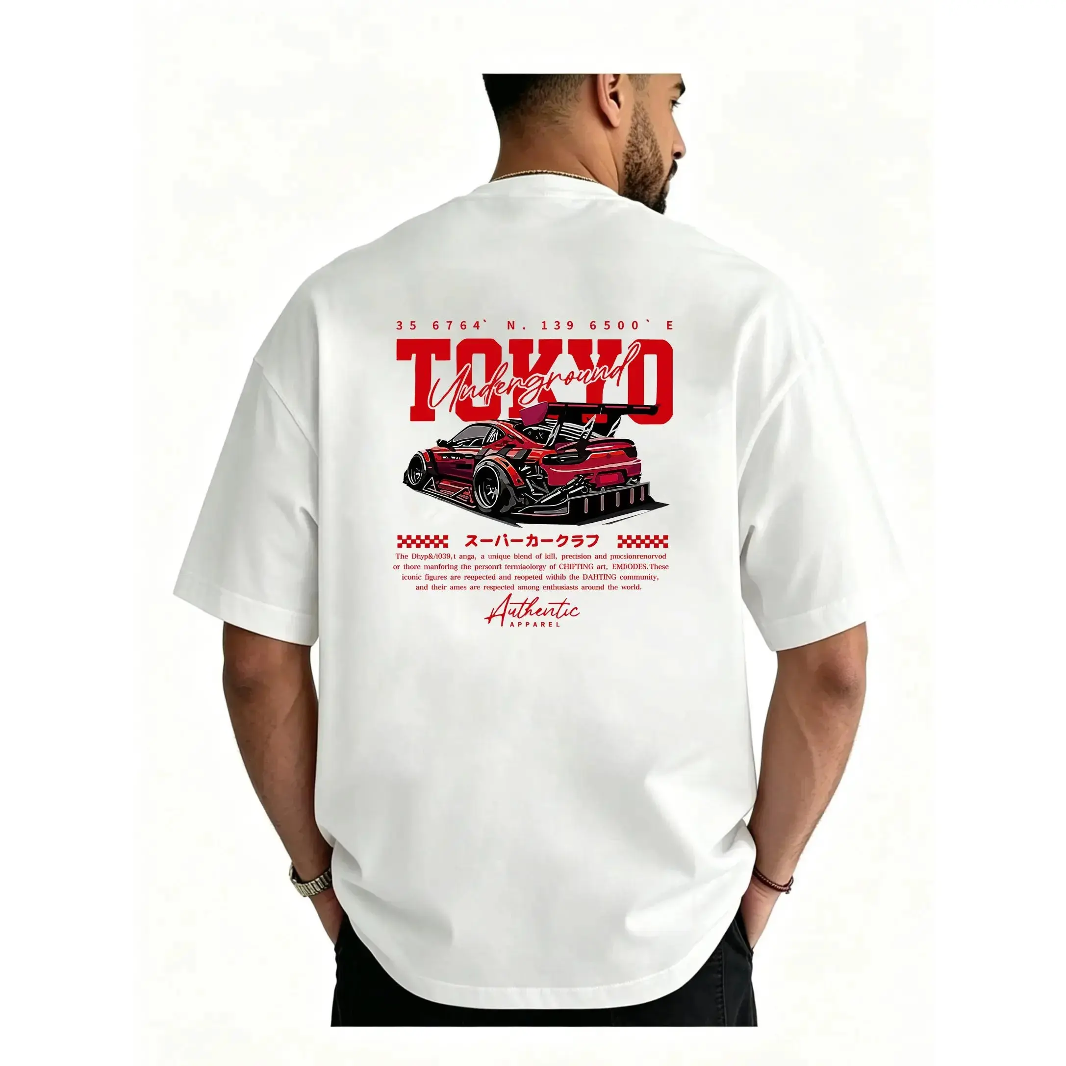 JDM Car & Tokyo Street Aesthetic Vibe Graphic Round Neck Fitted Man T-Shirts, Racing Streetwear Casual Tee Set, Menswear