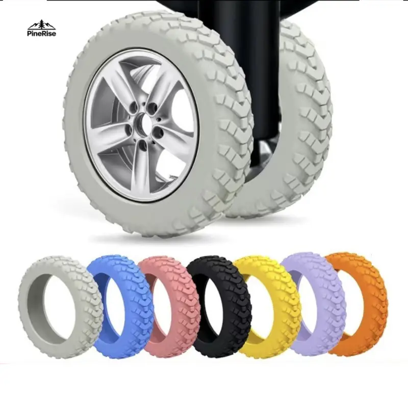 8-Pack Silicone Rubber Luggage Wheel Covers - Mute, Wear-Resistant, Universal Fit, Slip-On Flexible Ring Caster Replacements, Easy to Install and Remove, Practical Travel Gear for Trolley Cases, Long-Distance Journeys