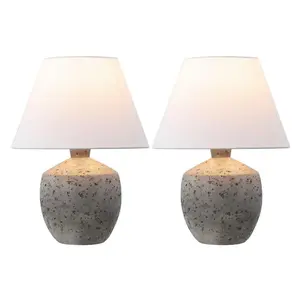 Myron 18" Minimalist Scandinavian Concrete Effect Resin/Iron LED Table Lamp