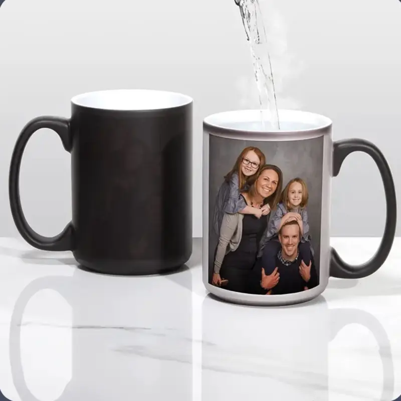 Magic Cup - Unique Mug with Family Photo, Black Handle, Ideal for Drinkware