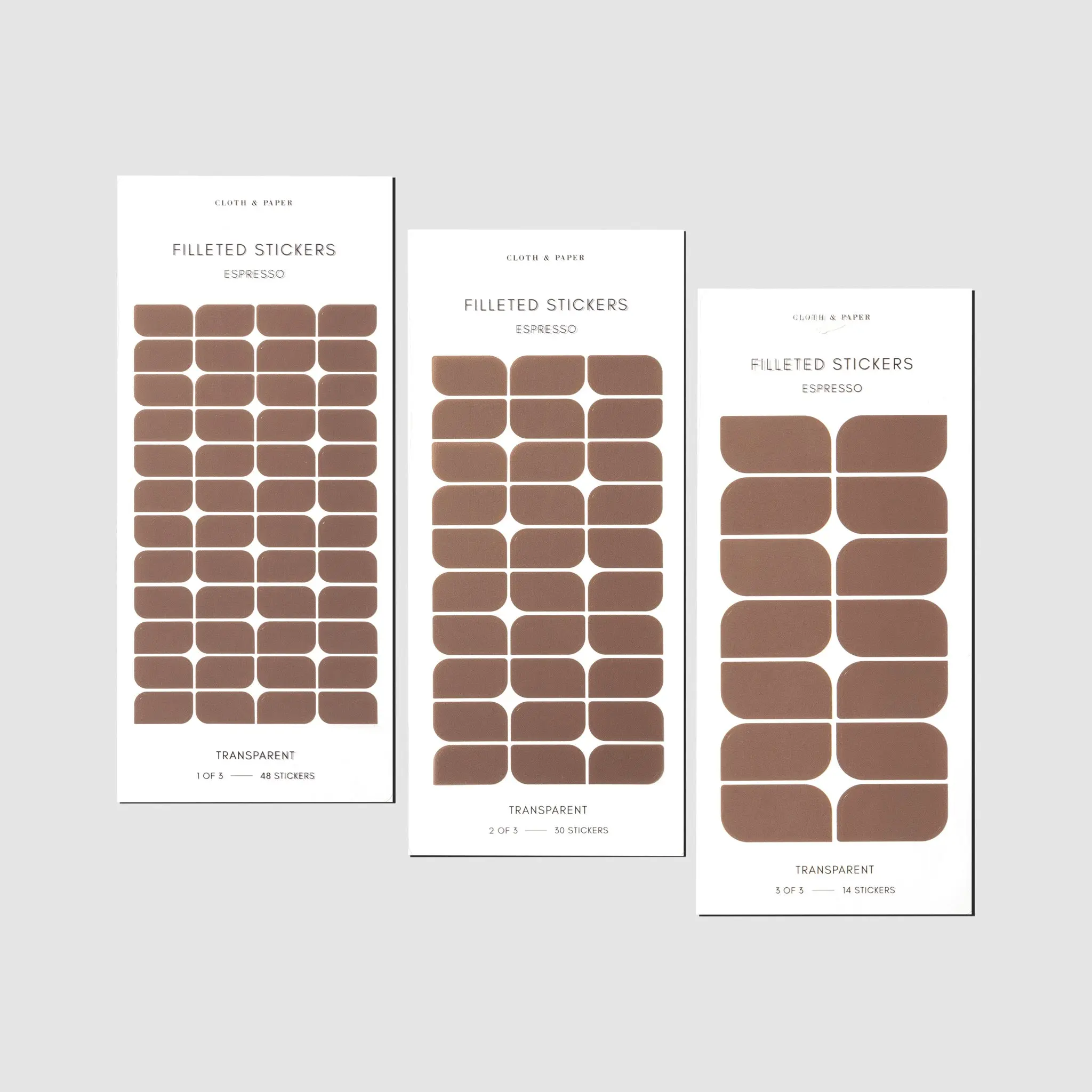 Cloth & Paper Filleted Espresso Sticker Set for Planners, Calendars, & Notebooks
