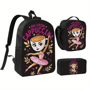 Brain Rot Ballerina Cappuccina Meme Italian Brainrot Backpack Fashion bag Pencil Case Bun Three-Piece Suit Design