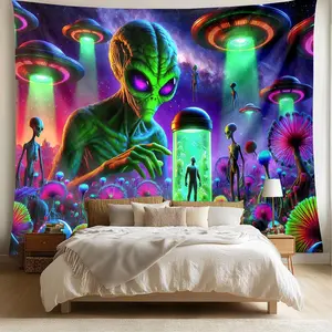 Alien Pattern Tapestry, Wall Hanging Tapestry, Wall Decor for Home Living Room Bedroom, Home Decor, Bedroom Accessories