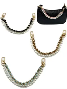 Double Layer Pearl Extension Chain, Pearl Accents, Minimalist Stylish Bag Chain for All Seasons, Versatile High-End Accessory, Minimalist Aesthetic