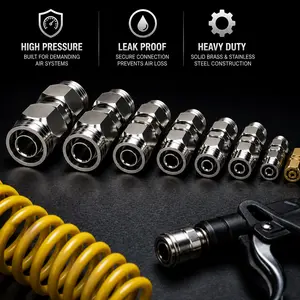 Heavy Duty Push to Connect Air Line Fittings for Truck & Pneumatic Systems, Leak Proof High Pressure Air Hose Repair Connectors 4mm-16mm