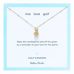 Golf Goddess Gold Golf Ball Charm Necklace
