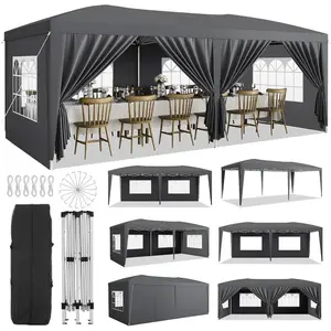 10x20 Heavy Duty Pop Up Canopy Tent with 6 Removable Sidewalls, Easy Up Commercial Canopy Tents for Parties, Large Outdoor Canopies with 3 Adjustable Heights, Stakes X18, Ropes X6,