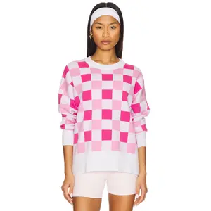 BEACH RIOT Callie Sweater in Peony Petal Checker