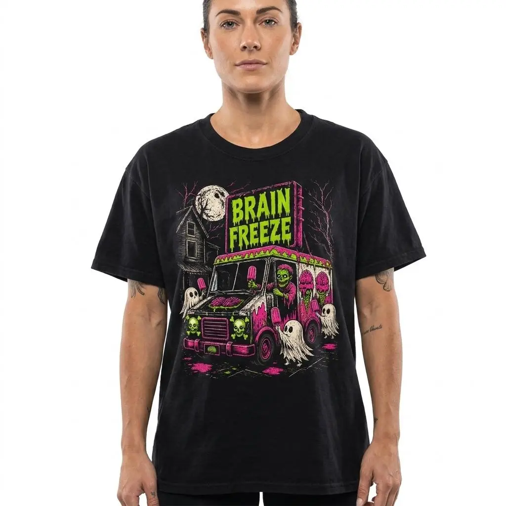Brain Freeze Shirt Halloween Goth Summer Tee Summerween shirt,Funny Goth Shirt, Beach Goth, Goth Beachwear, Ice cream Truck Shirt Hoodie, Tshirt, Sweatshirt, Aesthetic, Streetwear Style