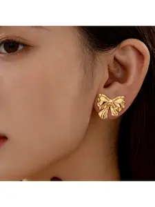 Chic 18k Gold Plated Stud Earrings Set, Creative Butterfly Design, Boho Style Jewelry for Women, All Seasons Fashion Accessory