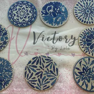 Set of 8 Blue tones Coasters Blinged and Sealed for Elegant Table Settings