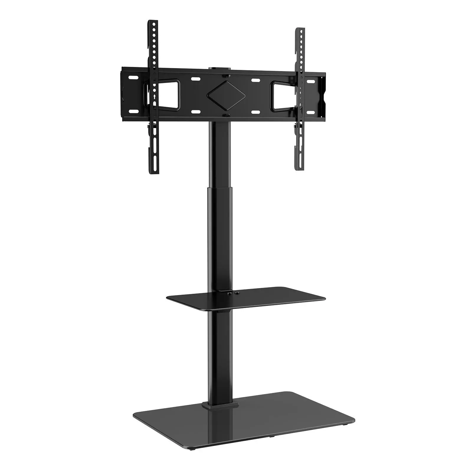 【summerfinds】VEVOR TV Stand Mount, Swivel Tall TV Stand for 32 to 65 inch TVs, Height Adjustable Portable Floor TV Stand with Tempered Glass Base for Bedroom, Living Room