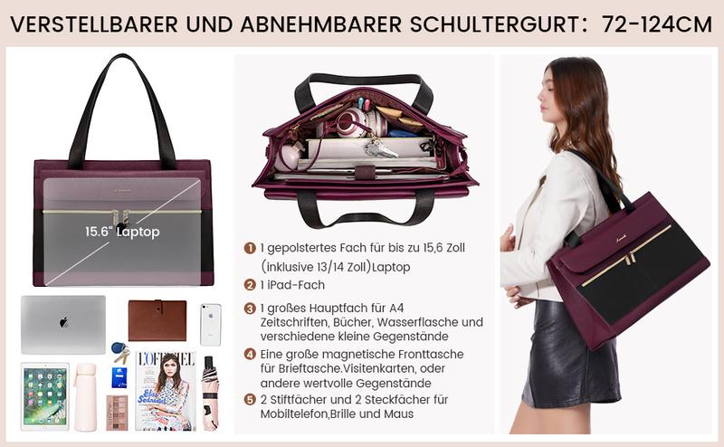 【Valentine's Day Gift】LOVEVOOK Laptop Tote Bags 15.6-17.3 inches for Woman with Clutch Purse, Large Business Teacher Office Crossbody Purse with 2 Cup Holder, Compact Waterproof Vegan Leather Shoulder Bags and Computer bag for Work, Office, Casual