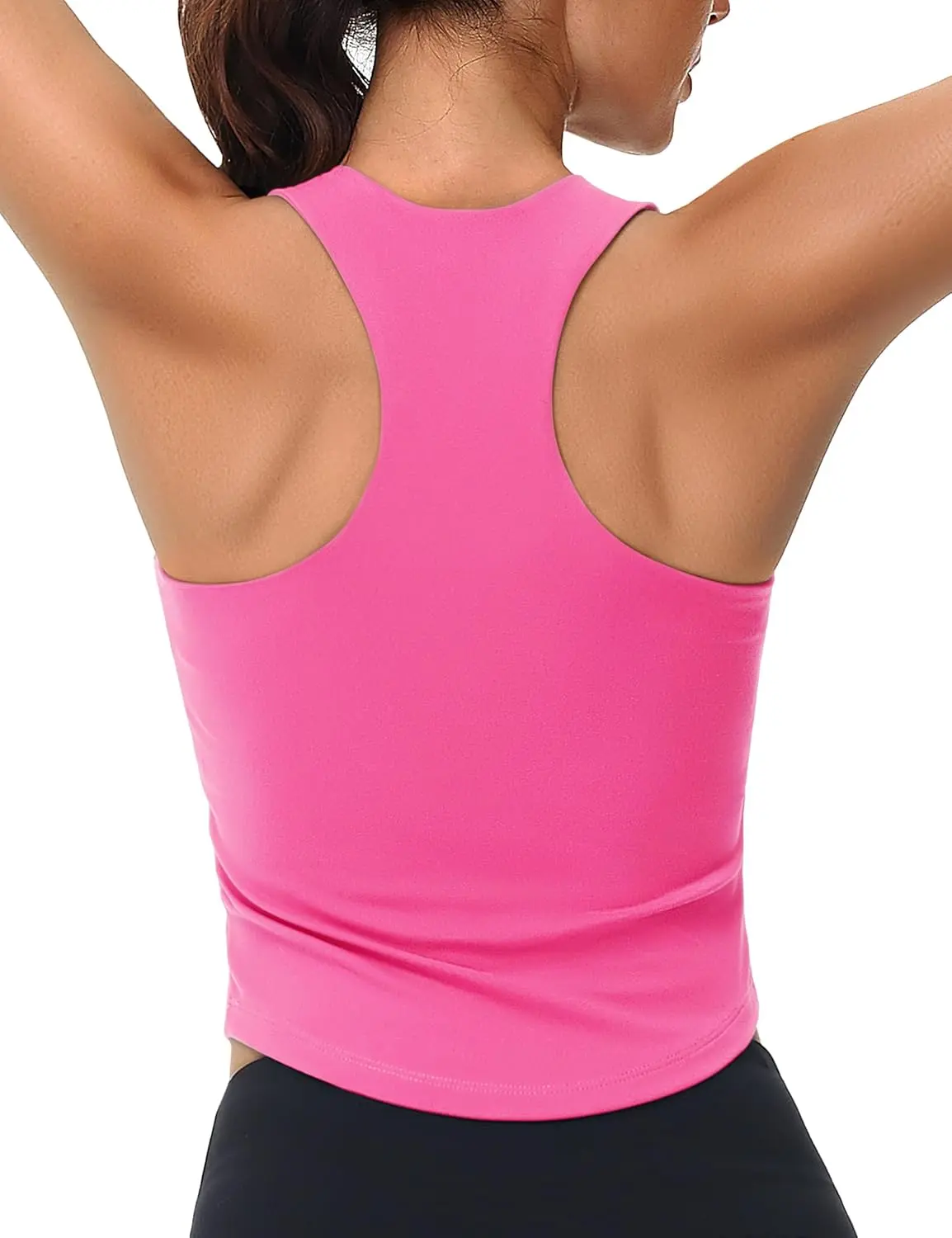 Cotrasen Women's Crop Workout Tank Tops with Built in Bra Fitted Racerback Sleeveless Yoga Shirts Camisole